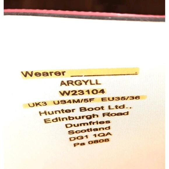 Hunter Argyll Full Knee Rubber Black Wellington Boots Women Size 5 - Picture 6 of 6